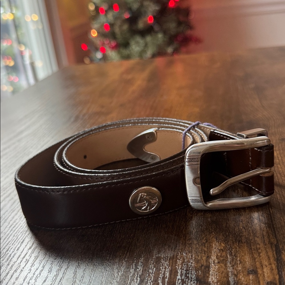 Canterbury Genuine Leather Brown Belt with Silver Buckle